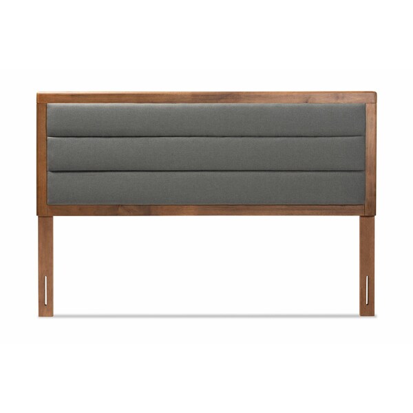 Baxton Studio Dexter Modern Dark Grey Fabric Upholstered and Walnut Brown Finished Wood Headboard-Full - 191-11535-ZORO