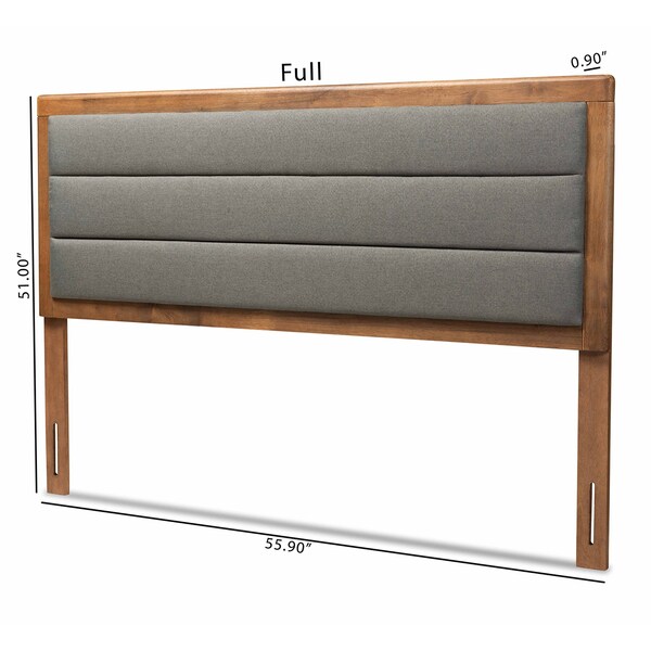 Baxton Studio Dexter Modern Dark Grey Fabric Upholstered and Walnut Brown Finished Wood Headboard-Full - 191-11535-ZORO