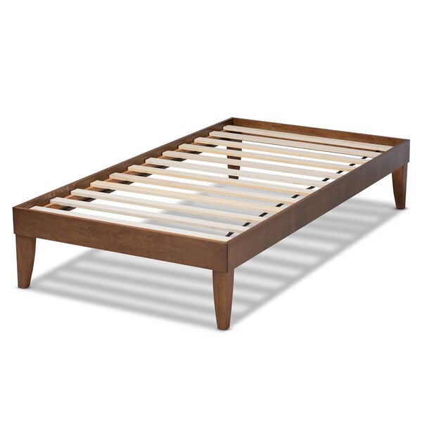 Baxton Studio Lucina Mid-Century Walnut Brown Finished Twin Size Platform Bed Frame - 160-9637