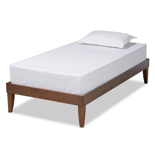 Baxton Studio Lucina Mid-Century Walnut Brown Finished Twin Size Platform Bed Frame - 160-9637