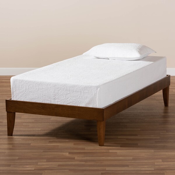 Baxton Studio Lucina Mid-Century Walnut Brown Finished Twin Size Platform Bed Frame - 160-9637
