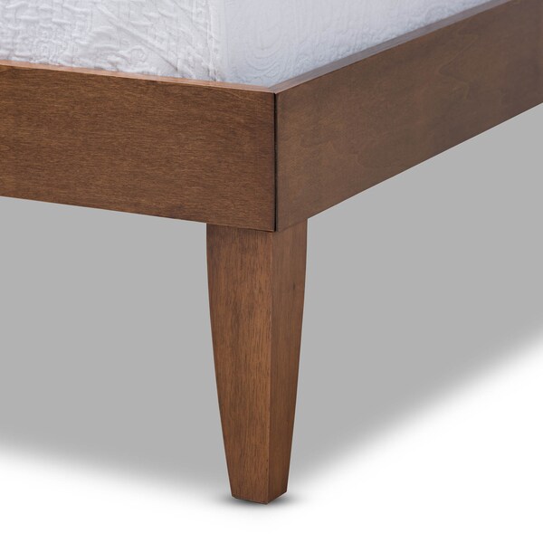Baxton Studio Lucina Mid-Century Walnut Brown Finished Twin Size Platform Bed Frame - 160-9637