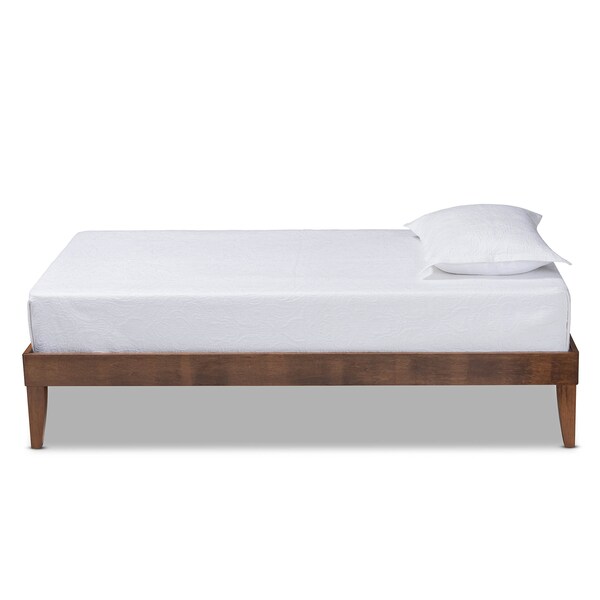 Baxton Studio Lucina Mid-Century Walnut Brown Finished Twin Size Platform Bed Frame - 160-9637