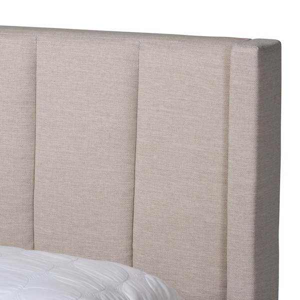 Baxton Studio Coronado MidCentury Modern Transitional Beige Fabric Queen Size 3Drawer Storage Platform Bed - 224-13083-ZORO