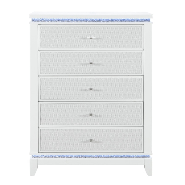 Global Furniture Usa Contemporary Alina White Queen Bed Group With Led - 6247