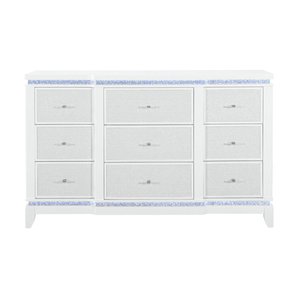 Global Furniture Usa Contemporary Alina White Queen Bed Group With Led - 6247