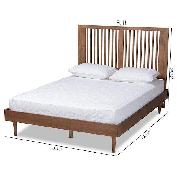 Baxton Studio Kioshi Mid-Century Modern Transitional Ash Walnut Finished Wood Full Size Platform Bed - 180-11151-9812-ZORO