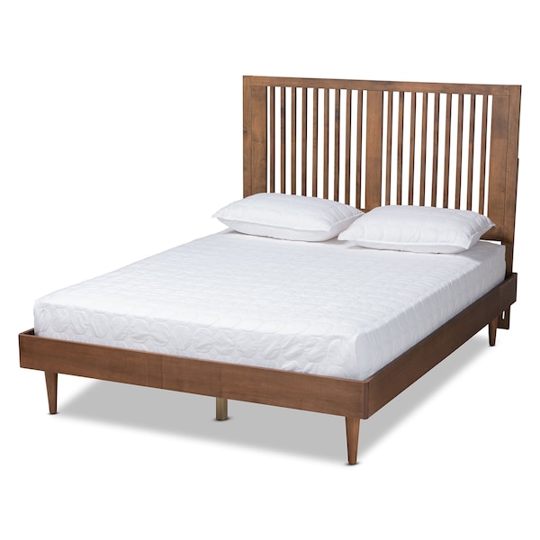 Baxton Studio Kioshi Mid-Century Modern Transitional Ash Walnut Finished Wood Full Size Platform Bed - 180-11151-9812-ZORO