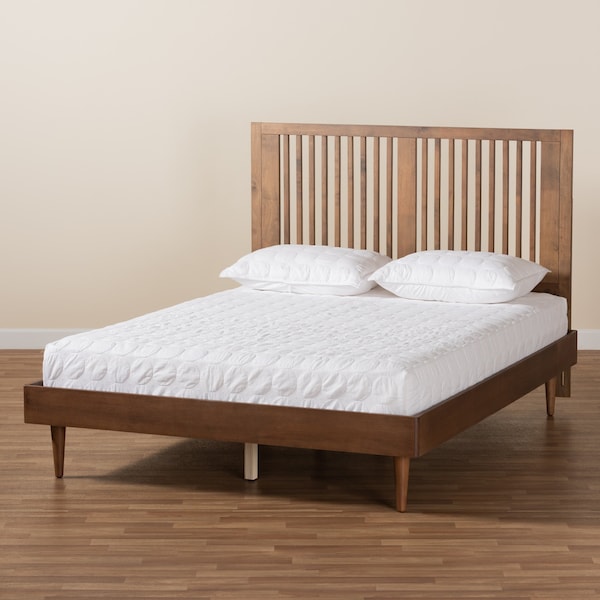 Baxton Studio Kioshi Mid-Century Modern Transitional Ash Walnut Finished Wood King Size Platform Bed - 180-11153-9816-ZORO