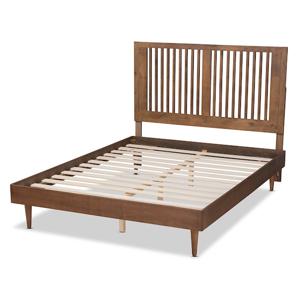 Baxton Studio Kioshi Mid-Century Modern Transitional Ash Walnut Finished Wood King Size Platform Bed - 180-11153-9816-ZORO