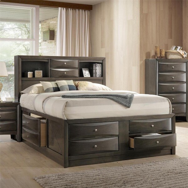 Acme Furniture Industry ACME Furniture  Ireland Queen Bed with Storage, Black - 21610Q KIT