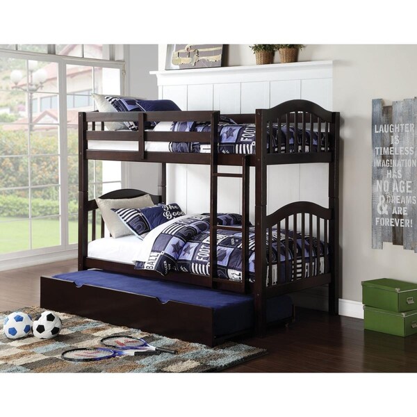 Homeroots 69 x 80 x 43 in. Heartland Twin Over Twin Size Bunk Bed, Espresso - 285837