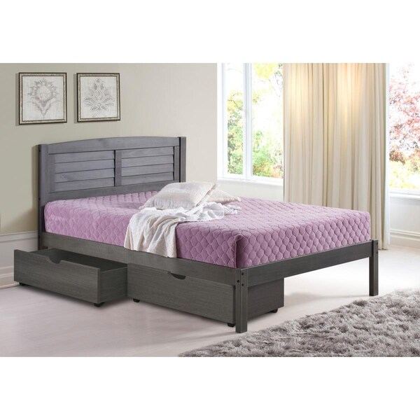 Donco Kids Full Louver Bed with Dual Storage Drawers - Antique Grey - PD_212FAG_505