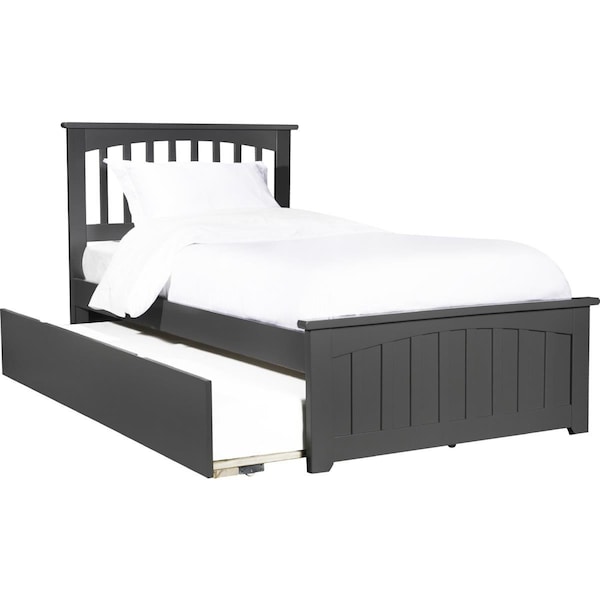 Atlantic Furniture Mission Twin Platform Bed with Matching Foot Board with Twin Urban Trundle Bed - Grey - AR8726019