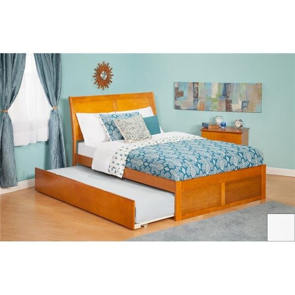 Atlantic Furniture Atlantic Furniture AR8922012 Portland Twin Bed with Flat Panel Footboard and Urban Trundle in a White Finish - AR8922012