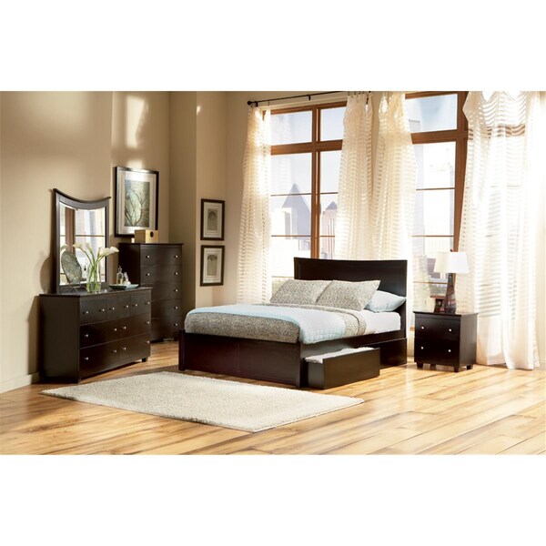 Atlantic Furniture Miami Flat Panel Footboard with Matching Bed Drawer x 1 - Espresso, Queen Size - AP8742171