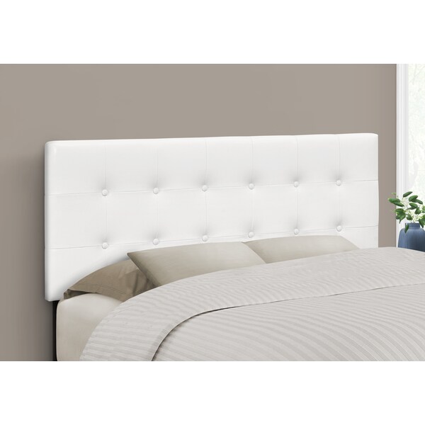 Monarch Specialties Bed, Headboard Only, Full Size, Bedroom, Upholstered, Pu Leather Look, White, Transitional - I 6002F