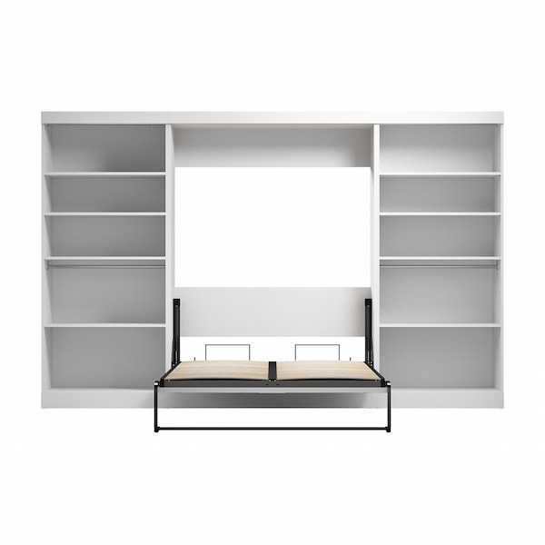 Bestar Bestar Pur Full Murphy Bed with 2 Shelving Units (131W) in White - 26895-17