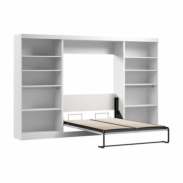 Bestar Bestar Pur Full Murphy Bed with 2 Shelving Units (131W) in White - 26895-17