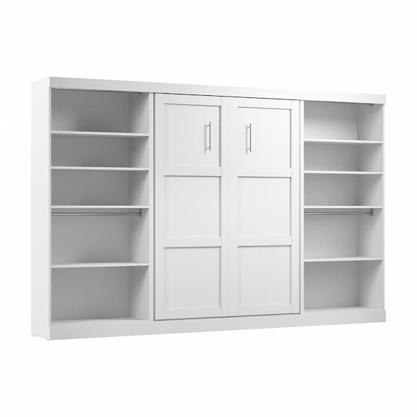 Bestar Bestar Pur Full Murphy Bed with 2 Shelving Units (131W) in White - 26895-17