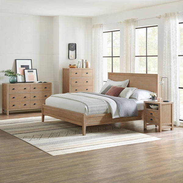 Alaterre Furniture Arden 4-Piece Wood Bedroom Set with King Bed, 2-Drawer Nightstand, Chest, Dresser - ANAN01344029
