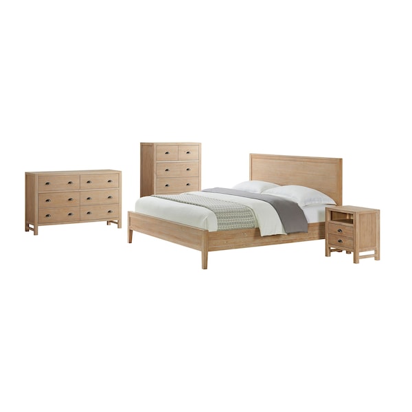 Alaterre Furniture Arden 4-Piece Wood Bedroom Set with King Bed, 2-Drawer Nightstand, Chest, Dresser - ANAN01344029