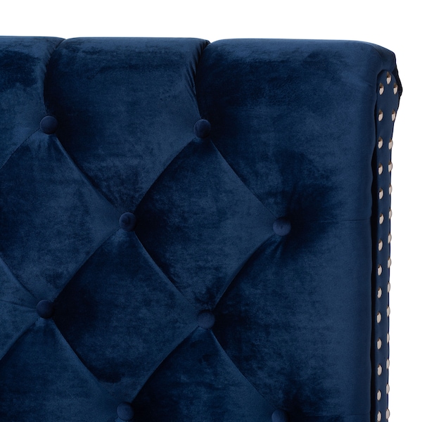 Baxton Studio Candace Luxe and Glamour Navy Velvet Upholstered Full Size Bed - 149-8947