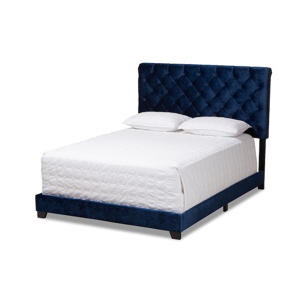 Baxton Studio Candace Luxe and Glamour Navy Velvet Upholstered Full Size Bed - 149-8947