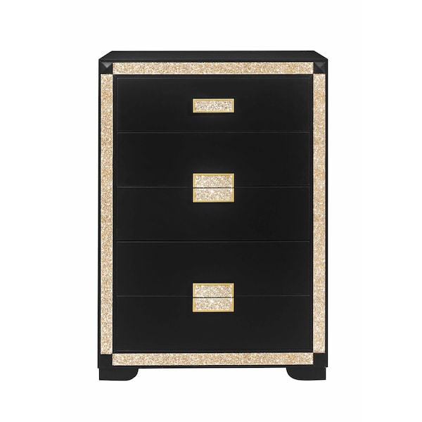 Global Furniture Usa Traditional Glam Glitter Blake Black/Gold King Bed Group With Lamps - 2771