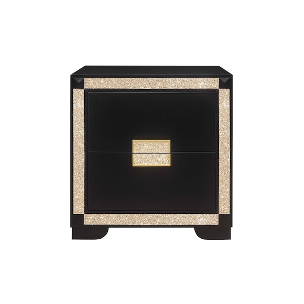 Global Furniture Usa Traditional Glam Glitter Blake Black/Gold King Bed Group With Lamps - 2771