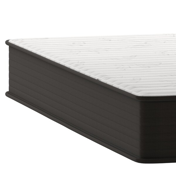 Flash Furniture Dream 10 in Hybrid Mattress, King Size High Density Foam and Pocket Spring Mattress in a Box, White/Black - DR-E230P-R-K-10-GY-GG