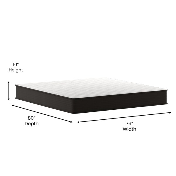 Flash Furniture Dream 10 in Hybrid Mattress, King Size High Density Foam and Pocket Spring Mattress in a Box, White/Black - DR-E230P-R-K-10-GY-GG