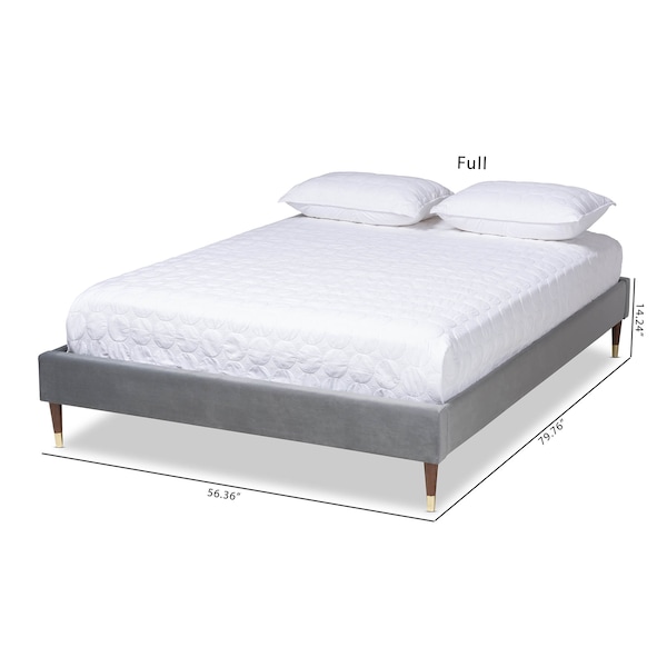 Baxton Studio Volden Velvet Upholstered King Size Wood Platform Bed Frame - 155-9530