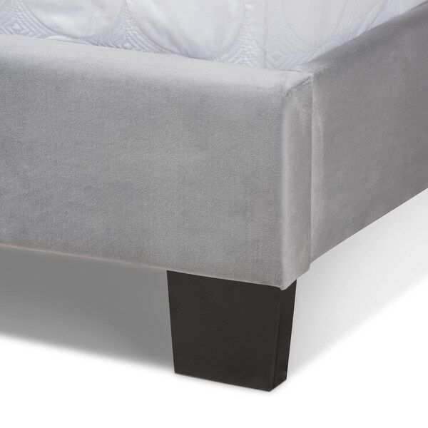 Baxton Studio Fiorenza Grey Velvet King Size Panel Bed with Tufted Headboard - 163-10497