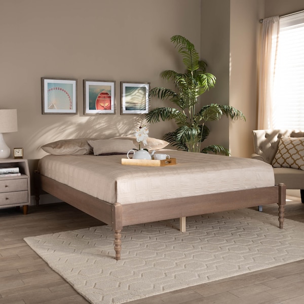 Baxton Studio Cielle Antique Oak Finished Wood Full Size Platform Bed Frame - 161-10187