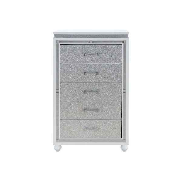 Global Furniture Usa Contemporary Glam Glitter, Mirrored Collete White Full Bed Group - 4607