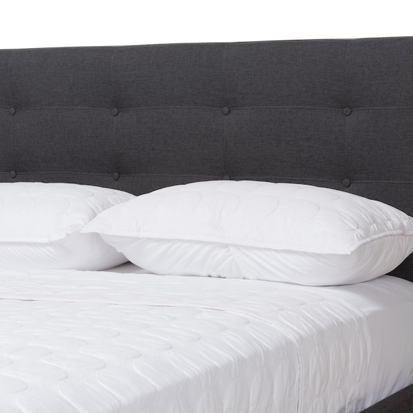 Baxton Studio Valencia MidCentury Modern Dark Grey Fabric Upholstered King Size 2Piece Bedroom Set - 219-7837-9302-ZORO