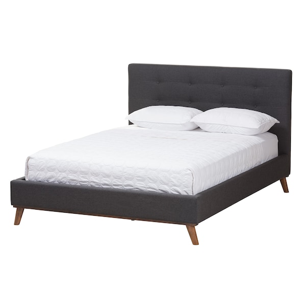 Baxton Studio Valencia MidCentury Modern Dark Grey Fabric Upholstered King Size 2Piece Bedroom Set - 219-7837-9302-ZORO