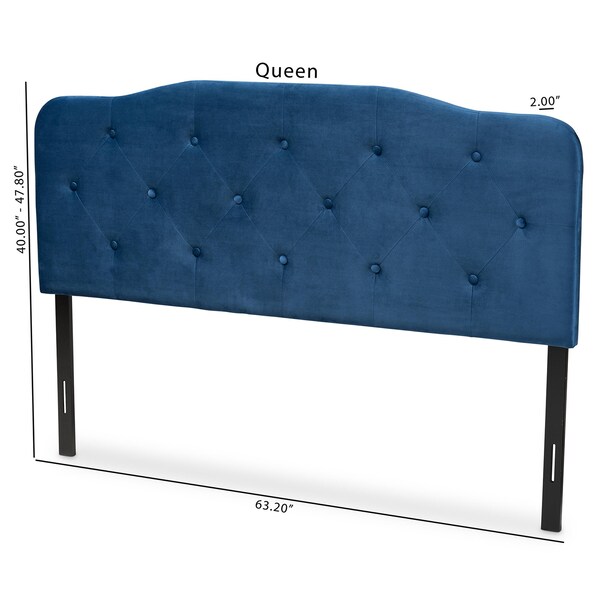 Baxton Studio Gregory ModernNavy Blue Velvet Upholstered Headboard-King - 198-12415-ZORO