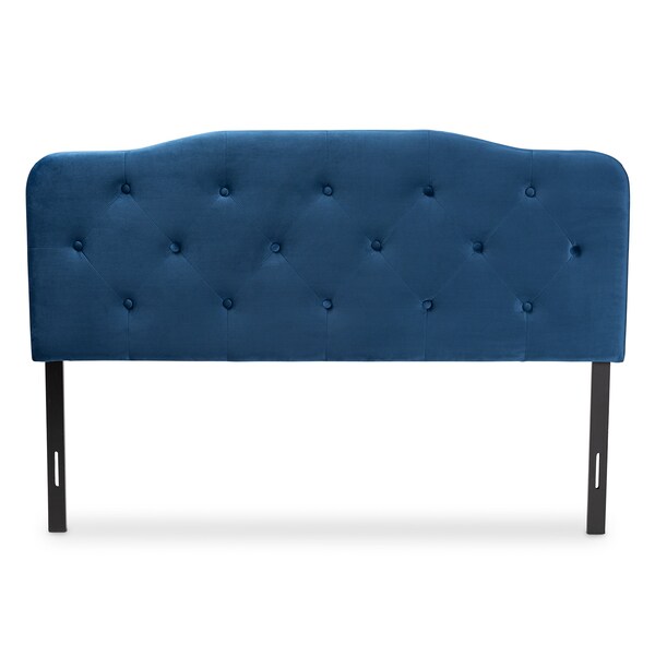 Baxton Studio Gregory ModernNavy Blue Velvet Upholstered Headboard-King - 198-12415-ZORO