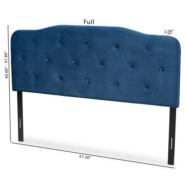 Baxton Studio Gregory ModernNavy Blue Velvet Upholstered Headboard-King - 198-12415-ZORO