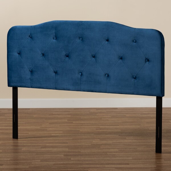 Baxton Studio Gregory ModernNavy Blue Velvet Upholstered Headboard-King - 198-12415-ZORO
