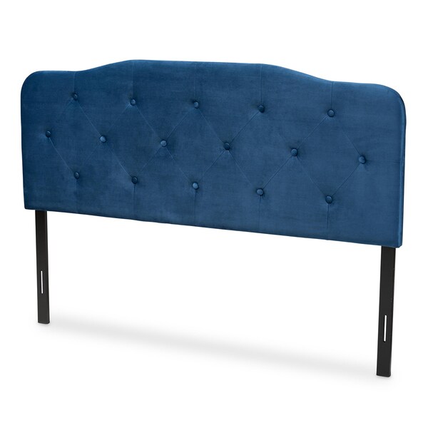 Baxton Studio Gregory ModernNavy Blue Velvet Upholstered Headboard-King - 198-12415-ZORO
