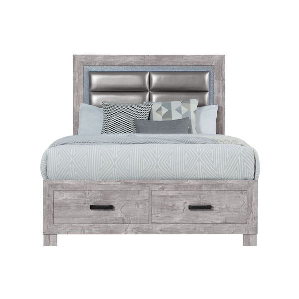 Global Furniture Usa Farmhouse Glam Paper Nolan Grey Full Bed Group - 4452