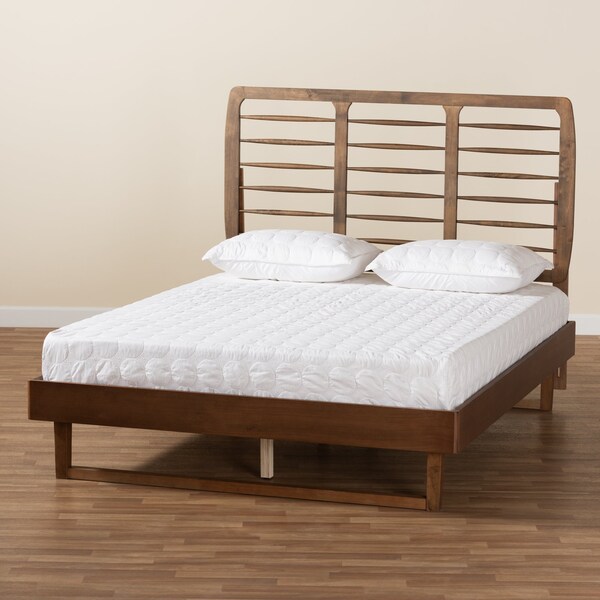 Baxton Studio Lucie Modern and Contemporary Walnut Brown Finished Wood Queen Size Platform Bed - 184-11148-9411-ZORO