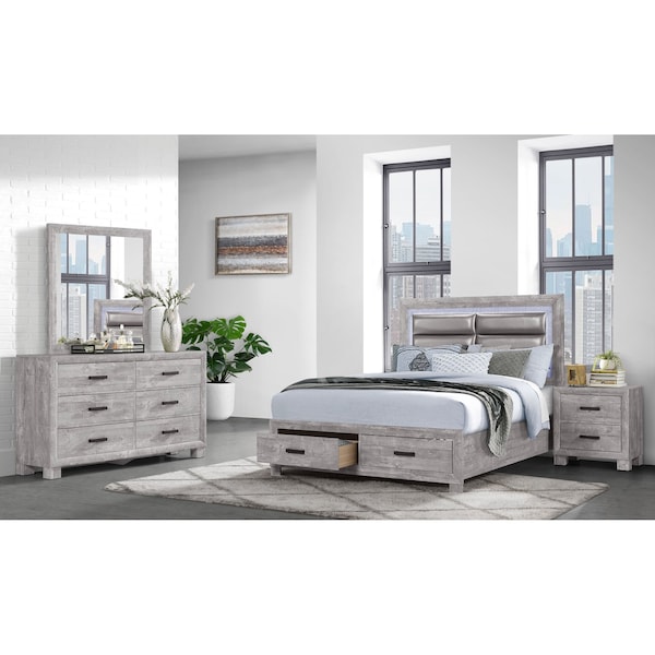 Global Furniture Usa Farmhouse Glam Paper Nolan Grey Queen Bed Group - 4453