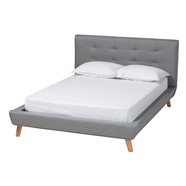 Baxton Studio Jonesy MidCentury Modern Transitional Grey Fabric Upholstered Full Size 3Piece Bedroom Set - 219-6702-7288-ZORO