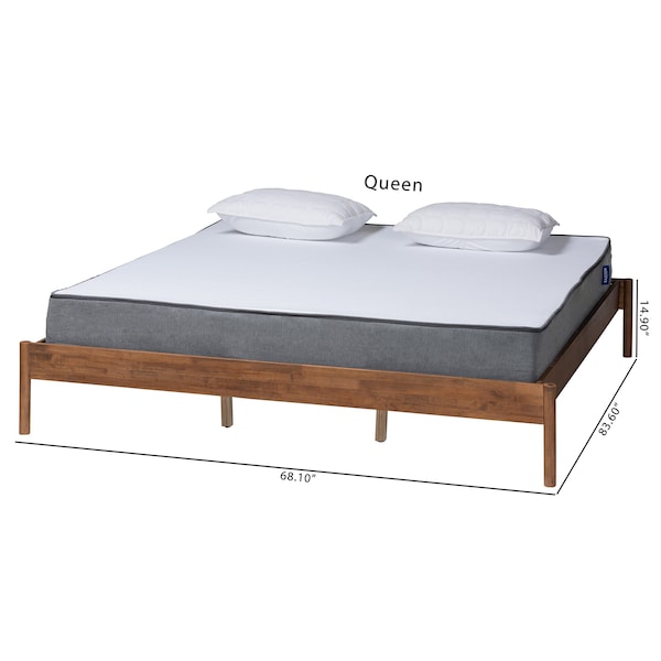 Baxton Studio Agatis MidCentury Modern Ash Walnut Finished Wood King Size Bed Frame - 223-12888-ZORO