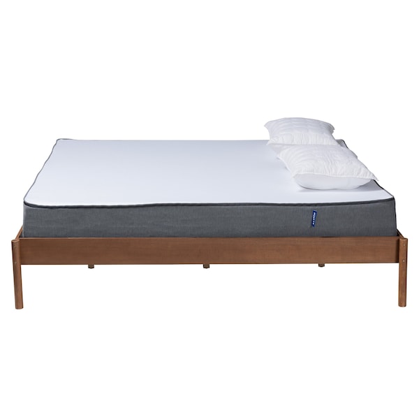 Baxton Studio Agatis MidCentury Modern Ash Walnut Finished Wood King Size Bed Frame - 223-12888-ZORO