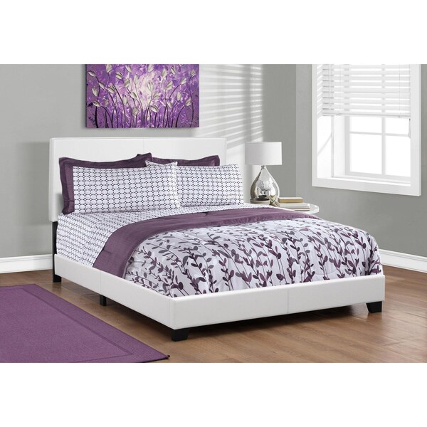 Homeroots 45.75 in. White Solid WoodMDF & Foam Queen Size Bed with Leather Look - 333281